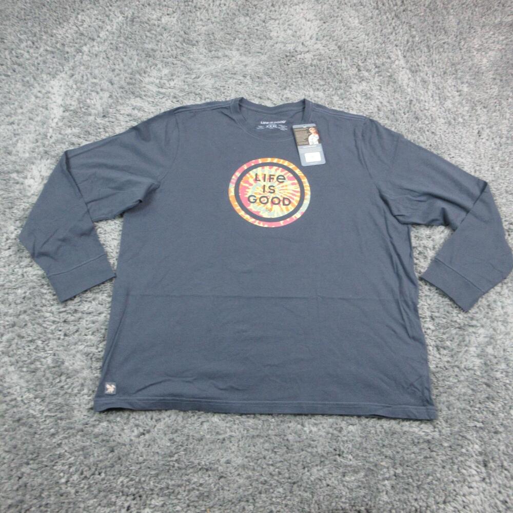 Life Is Good Shirt Mens 3XL Blue Crusher Long Sleeve Crew Neck Tagless NWT